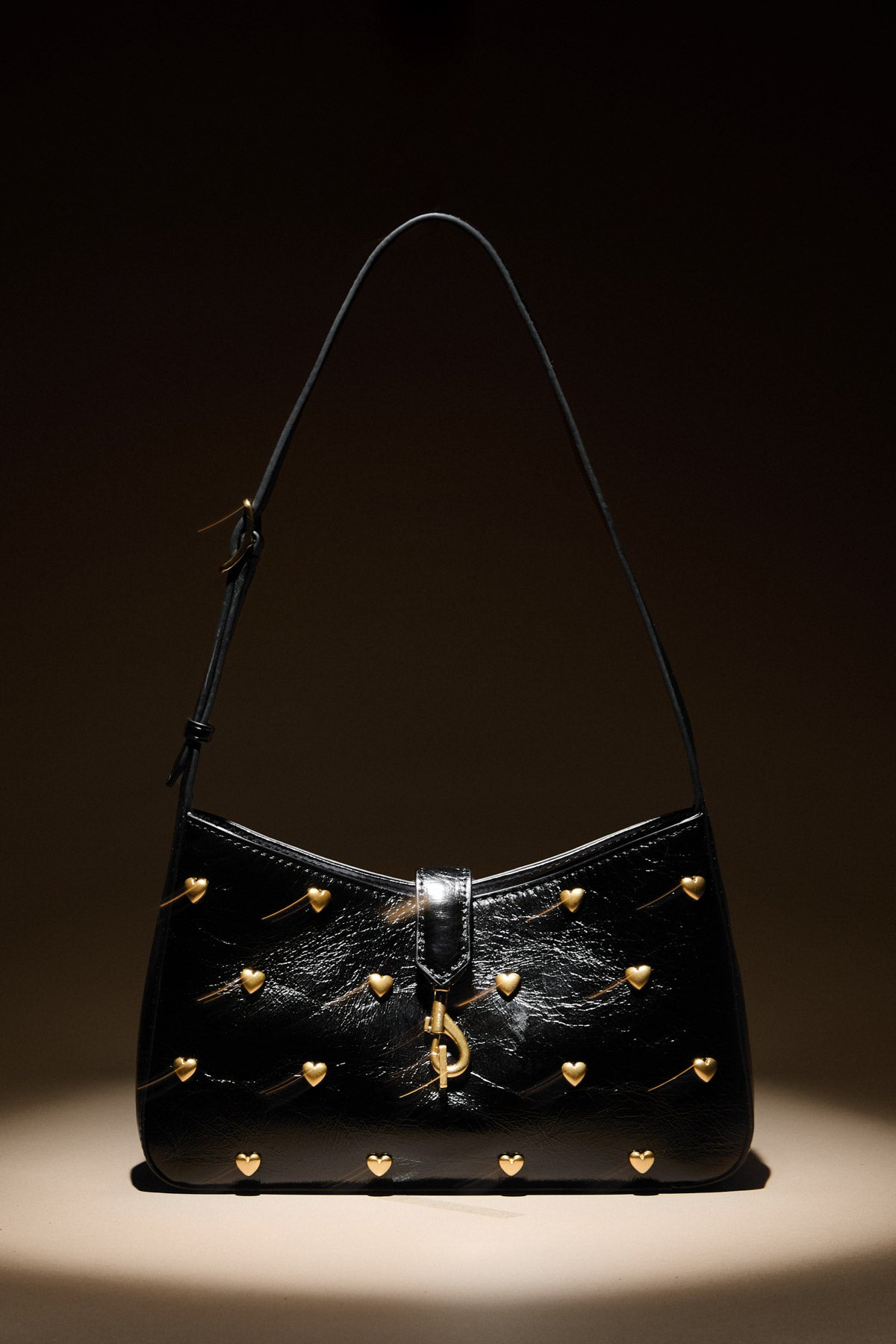 Megan Small Shoulder Bag With Heart Studs - Image 4