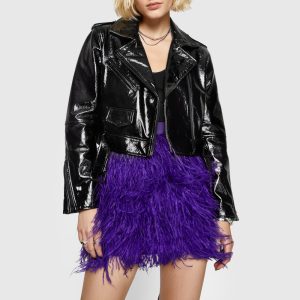 Cropped Patent Jett Moto Jacket