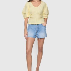 Naomi Pleated Short Sleeve Top