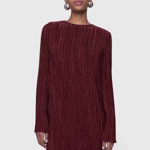 Iris Pleated Long Sleeve Mini Dress