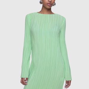 Iris Pleated Long Sleeve Mini Dress