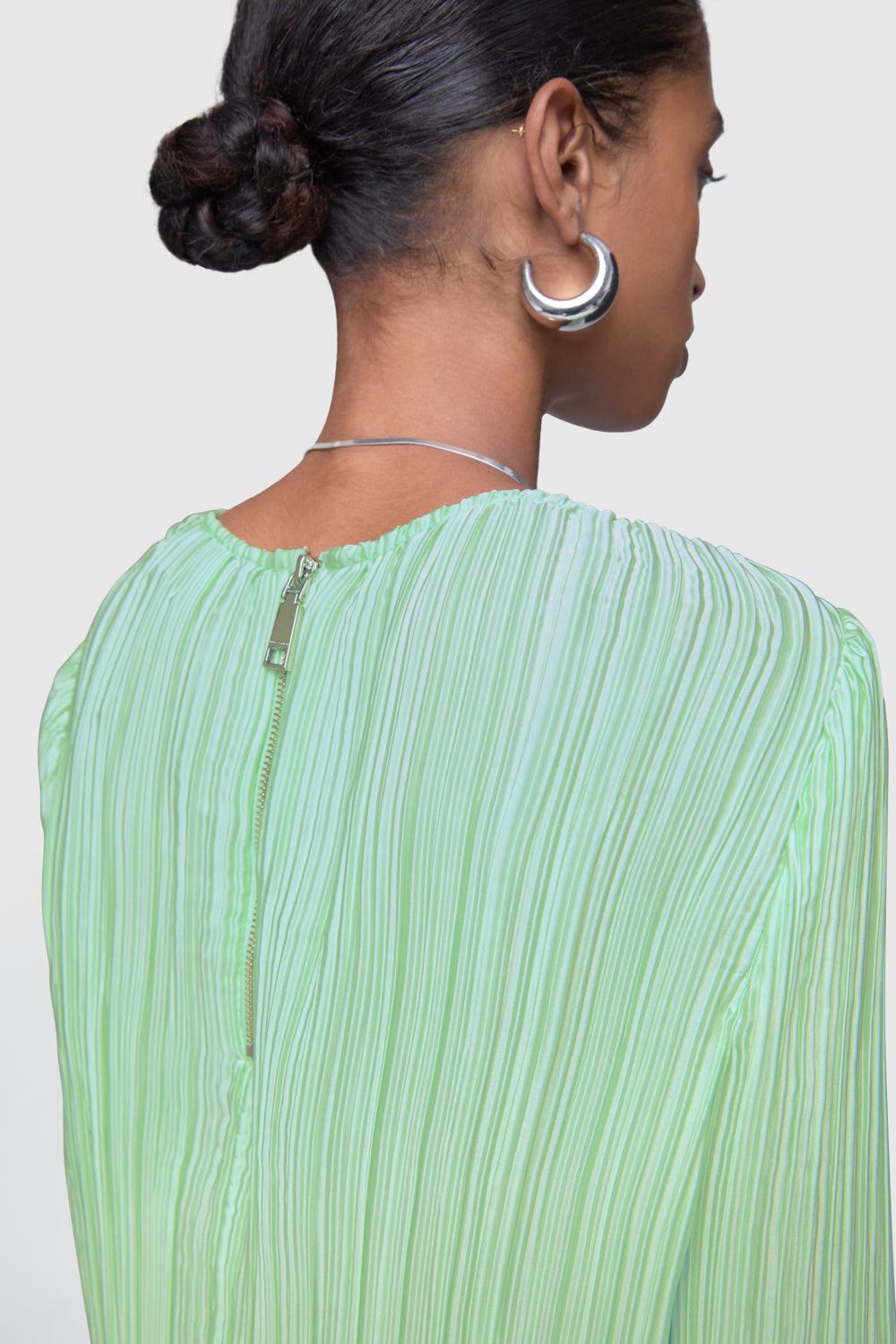 Iris Pleated Long Sleeve Mini Dress - Image 2