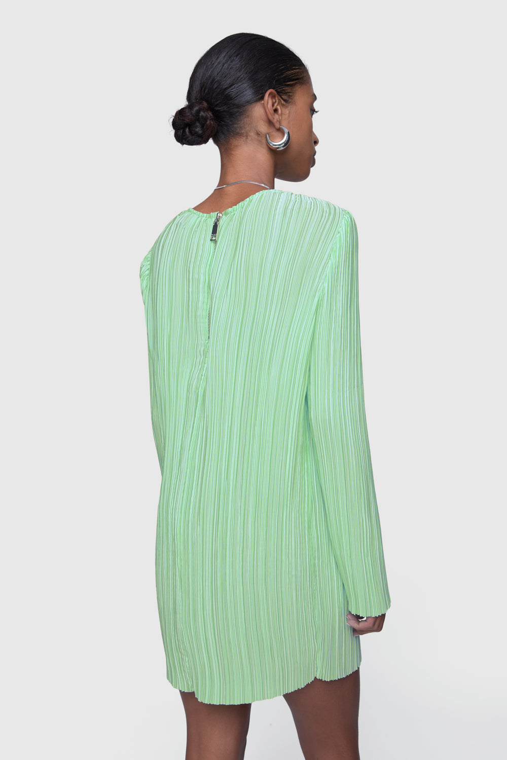 Iris Pleated Long Sleeve Mini Dress - Image 3