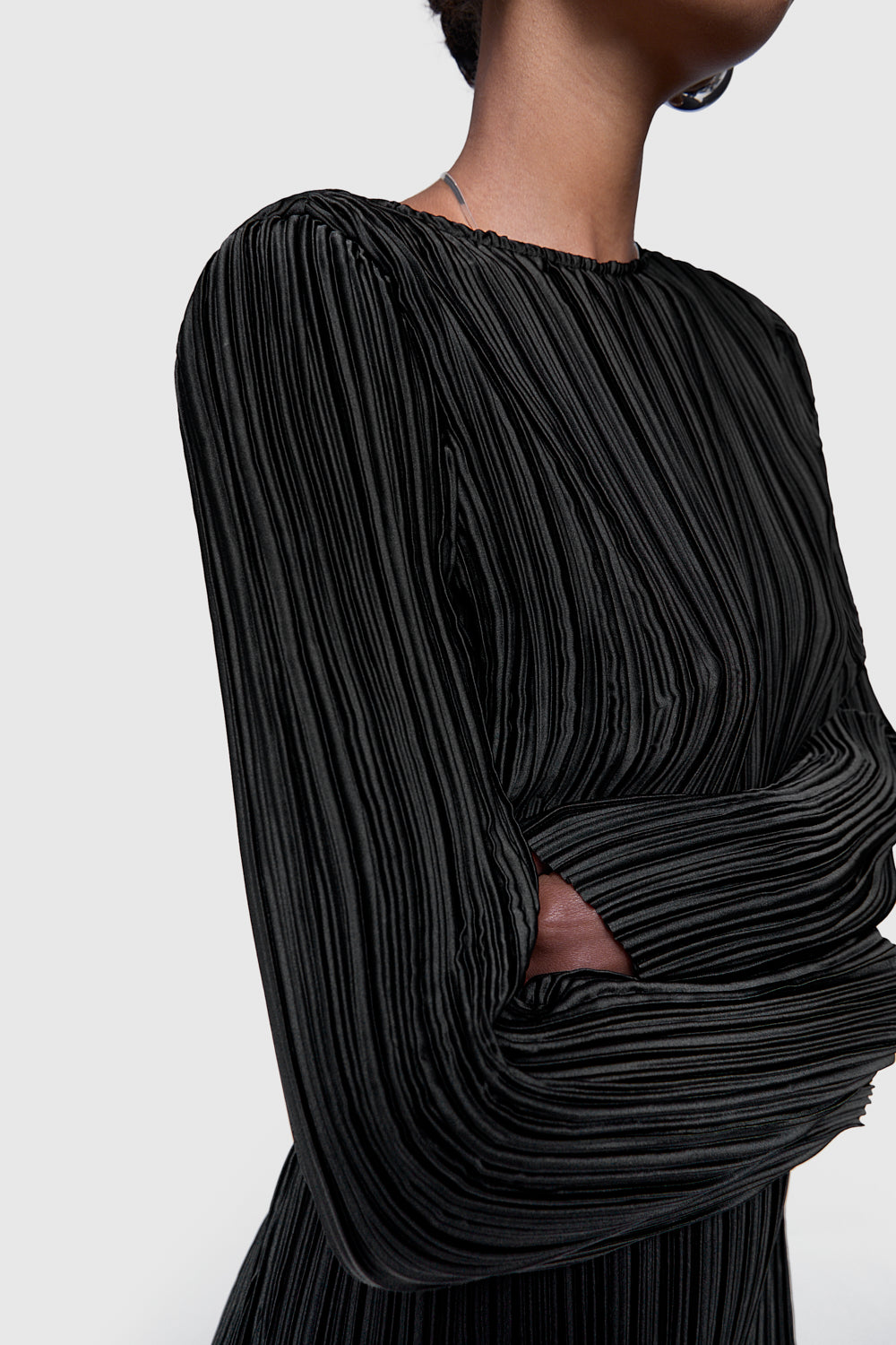 Iris Pleated Long Sleeve Mini Dress - Image 2