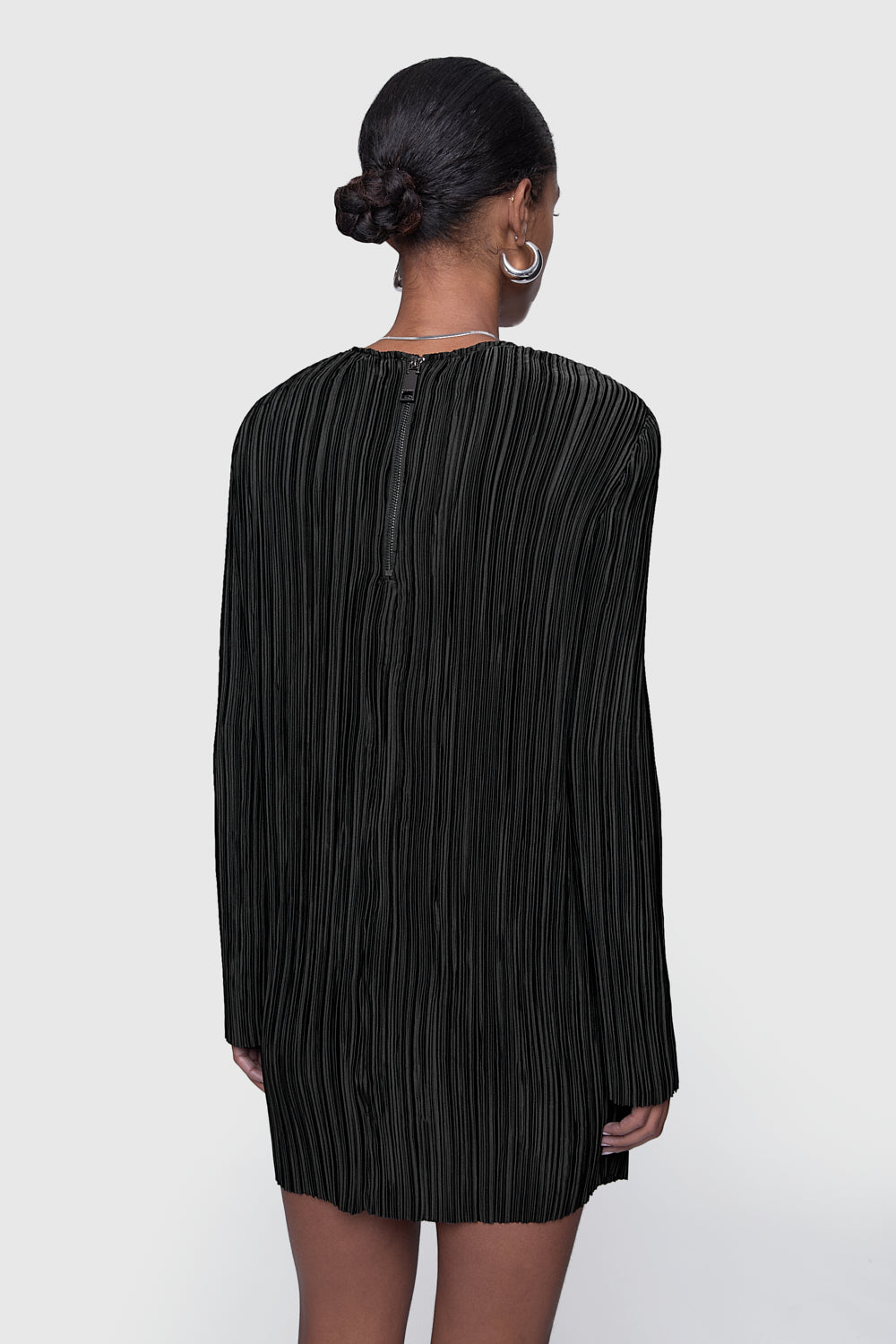 Iris Pleated Long Sleeve Mini Dress - Image 3
