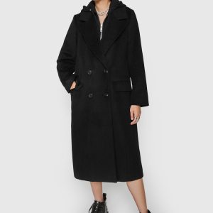 Double Breasted Coat With Hoodie Bib