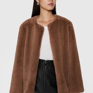 Vegan Fur Collarless Jacket